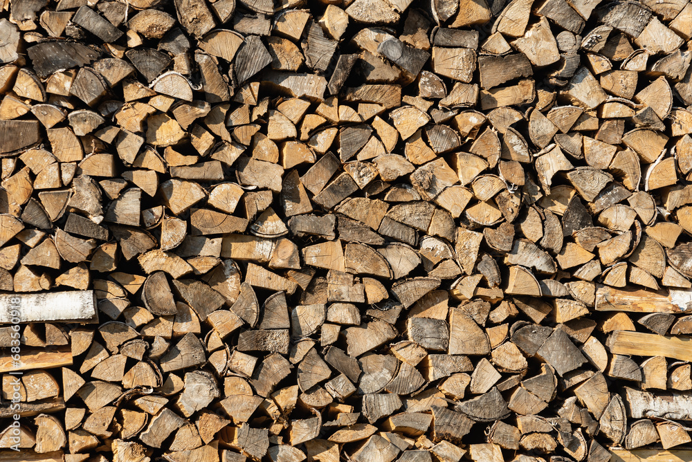 Harvesting of dry firewood for the winter stacked in stacks. Harvesting of dry firewood for the winter stacked in stacks.