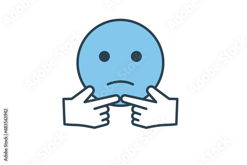 shyness icon. icon related to confusion. flat line icon style. simple vector design editable