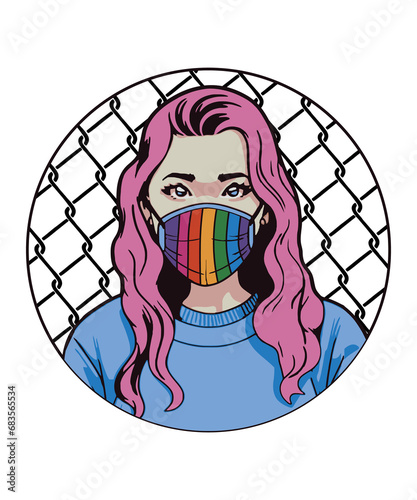 LGBT Woman Girl Pink Hair Anime Waifu