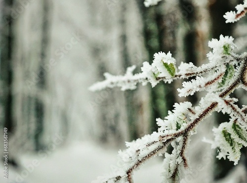 Frozen snowy forest background, winter landscape © D'Arcangelo Stock