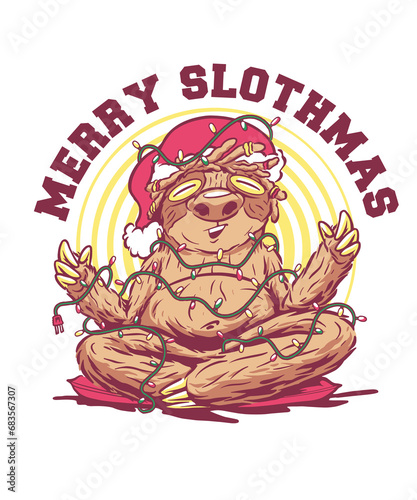 Merry Slothmas Christmas Sloth Santa © Fabian