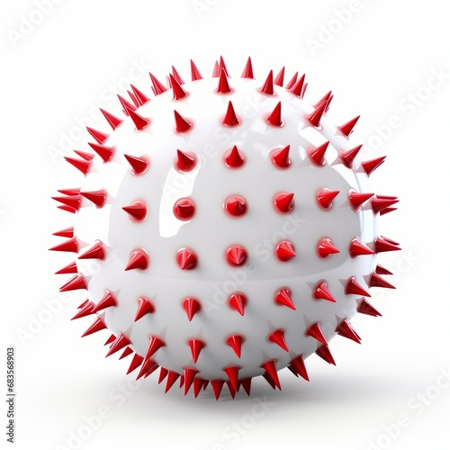 Stunning Close-Up: Vibrant Red Spots on Pristine White Ball - A Study in Contrast Generative AI