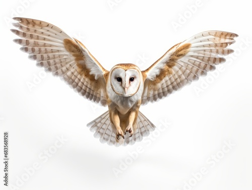 Stunning Capture: Majestic Barn Owl Gliding Under the Moonlight Generative AI