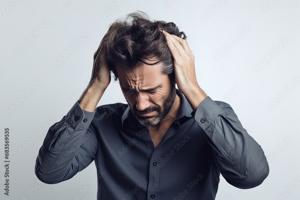 Capture the struggle of a headache with this powerful image, perfect for health and wellness themes. Capture the struggle of a headache with this powerful image, perfect for health and wellness themes.