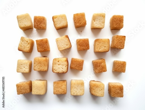 Delicious Square Croutons Isolated: Enhance Your Salads & Soups! Generative AI