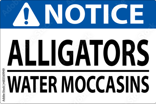 Notice Sign Alligators - Water Moccasins