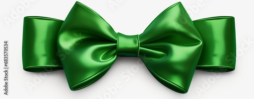 Experience the Allure of Minimalism: Stunning Green Bow on a Pristine White Background Generative AI