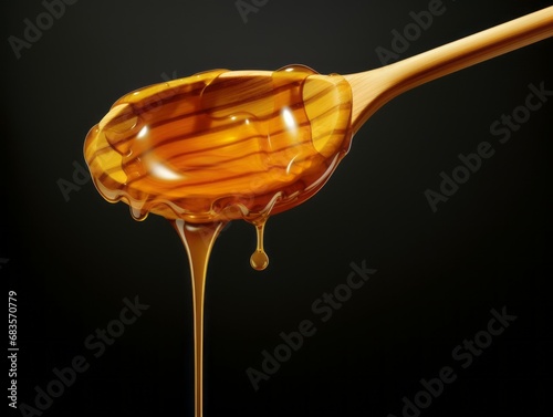 Sweet Symphony: A Visual Journey of Honey Dripping from a Wooden Spoon Generative AI