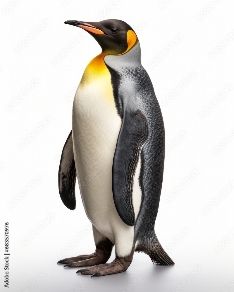 Fototapeta premium Experience the Majestic Aura of a King Penguin: A Vision in Monochrome Generative AI