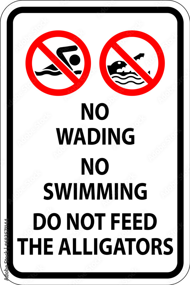 Alligator Sign No Wading, No Swimming, Do Not Feed the Alligators Alligator Sign No Wading, No Swimming, Do Not Feed the Alligators