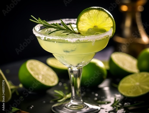 Sip Into Summer: Stunning Margarita Cocktail with Lime Slices Recipe! Generative AI