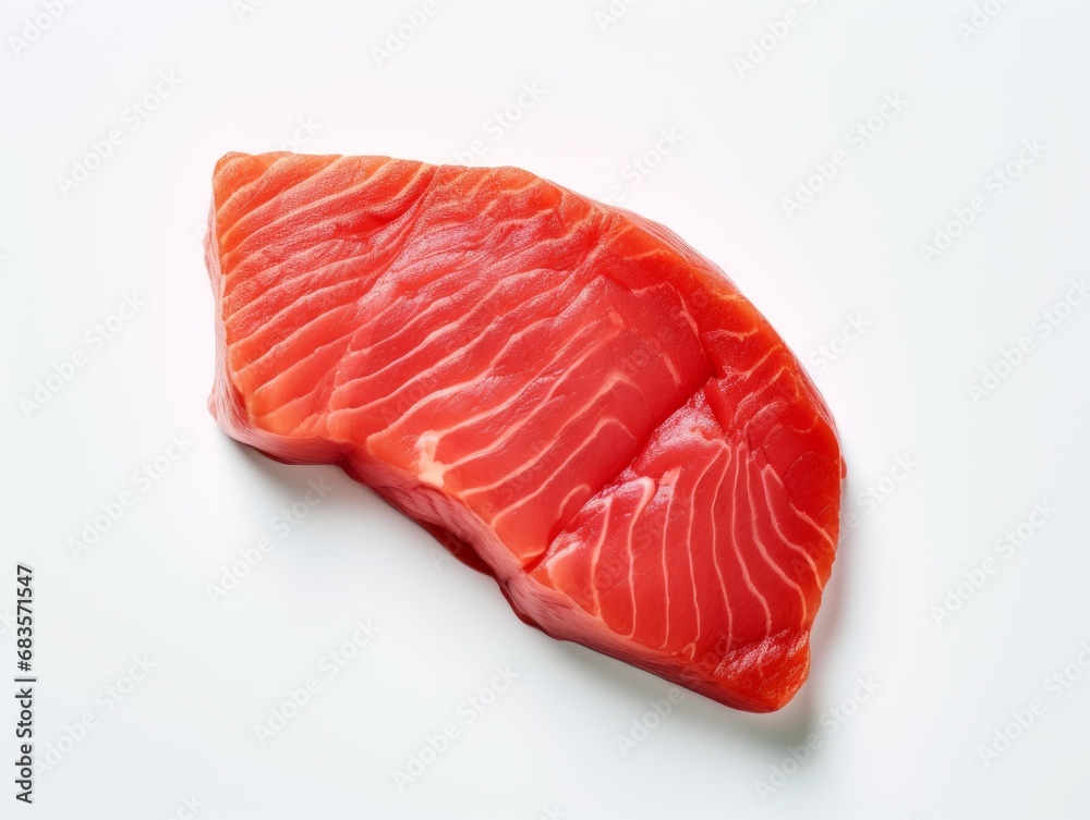 Delectable Salmon Steak: Perfect White Plate Presentation! Generative AI