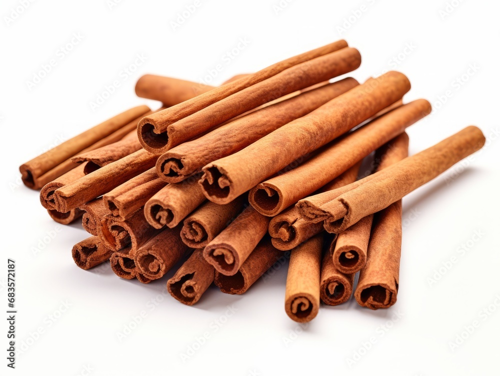 Experience the Magic of Pure Cinnamon Sticks: The Ultimate Spice Isolated on White! Generative AI Experience the Magic of Pure Cinnamon Sticks: The Ultimate Spice Isolated on White! Generative AI