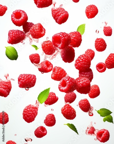 Unveiling the Beauty of Raspberries: An Artistic Display in a White Ambiance Generative AI