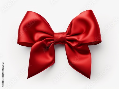 Unleash the Elegance: Captivating Red Bow on Pristine White Background! Generative AI