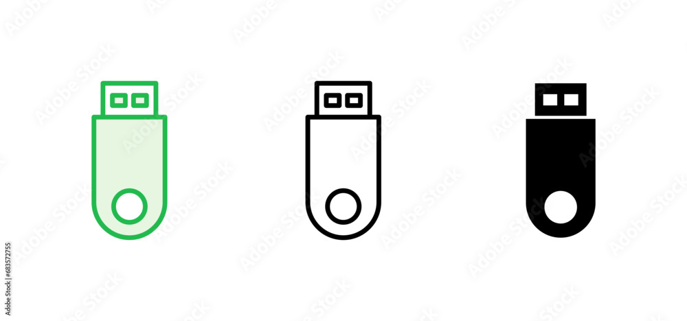 Usb icon set. Flash disk icon vector