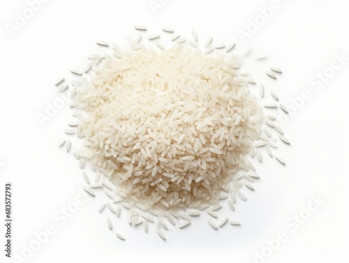 Experience the Beauty of Simplicity: Uncover the Magic of Perfectly Cooked Rice on White Background Generative AI