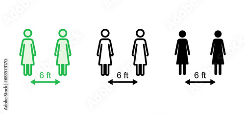 Social distancing icon set. social distance icon. self quarantine sign