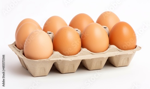 Experience the Rustic Charm: Unveiling Six Farm Fresh Eggs in a Cardboard Carton Generative AI © monsifdx