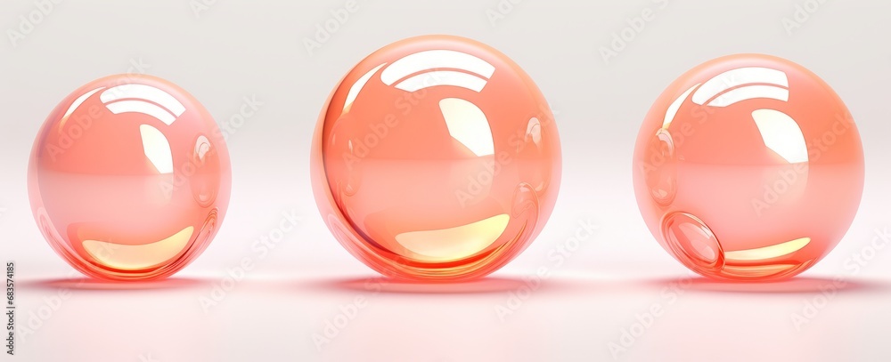 Triple Collection of Pristine Peach Crystal Spheres - Pure Elegance on Display Generative AI Triple Collection of Pristine Peach Crystal Spheres - Pure Elegance on Display Generative AI