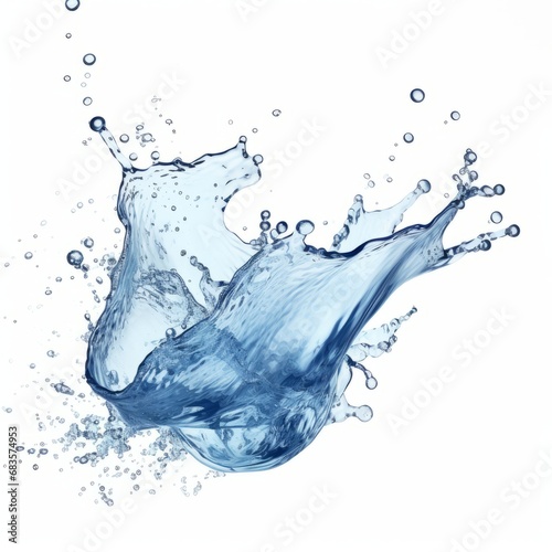 Stunning Image of Water Splash Frozen in Time on Pure White Background Generative AI