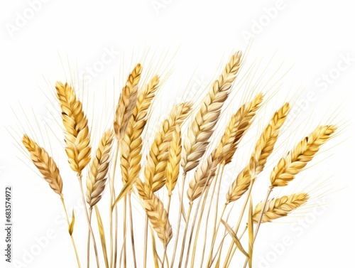 Exquisite Wheat Illustration: A Glimpse into Nature's Bounty on a Pristine White Background Generative AI