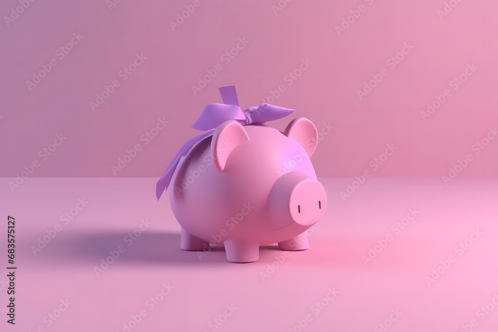 pink pig piggy bank. Neural network AI generated