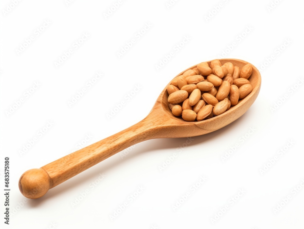 Delicious Healthy Snacking: Explore Peanuts in a Classic Wood Spoon Generative AI Delicious Healthy Snacking: Explore Peanuts in a Classic Wood Spoon Generative AI