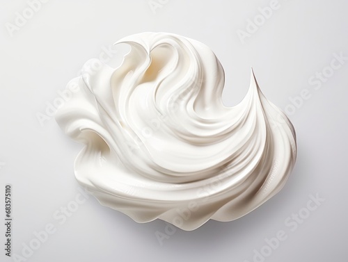 Stunning Whipped Cream Swirl: Pure Perfection on a White Canvas! Generative AI