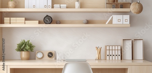 An organized home office with a clean desk. © ZUBI CREATIONS