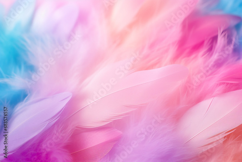 Vibrant Abstract Feather Rainbow Patchwork Background - Creative Spectrum Design Created with Generative AI Tools