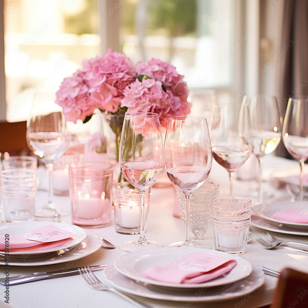 wedding table setting, Pink table setting