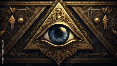 golden illuminati, golden eye, high quality, 16:9