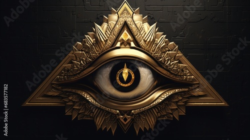 golden illuminati, golden eye,  high quality, 16:9 photo