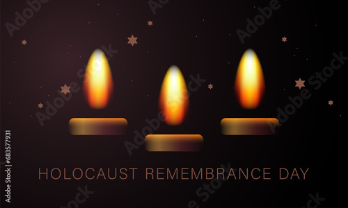 Burning candles. Holocaust Remembrance Day. Jewish Holocaust and Heroism Remembrance Day. Concentration Camps. Star of David. Ghetto and Concentration Camps