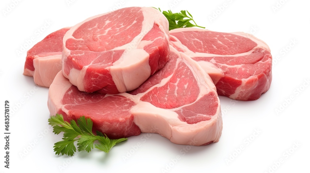 Photo of actual pork meat, providing a genuine visual on a white background Photo of actual pork meat, providing a genuine visual on a white background