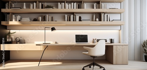 A clutter-free workspace with a sleek, modern chair.
