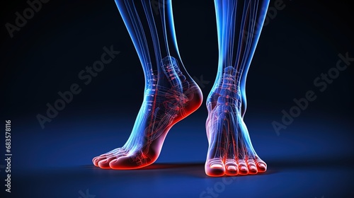 Pain in the foot, expressed by a characteristic posture photo
