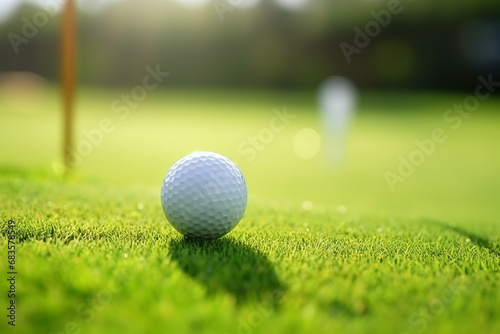 Precision in Play: Close-up Hand Putting Golf Ball on Tee in Golf Course - Created with Generative AI Tools