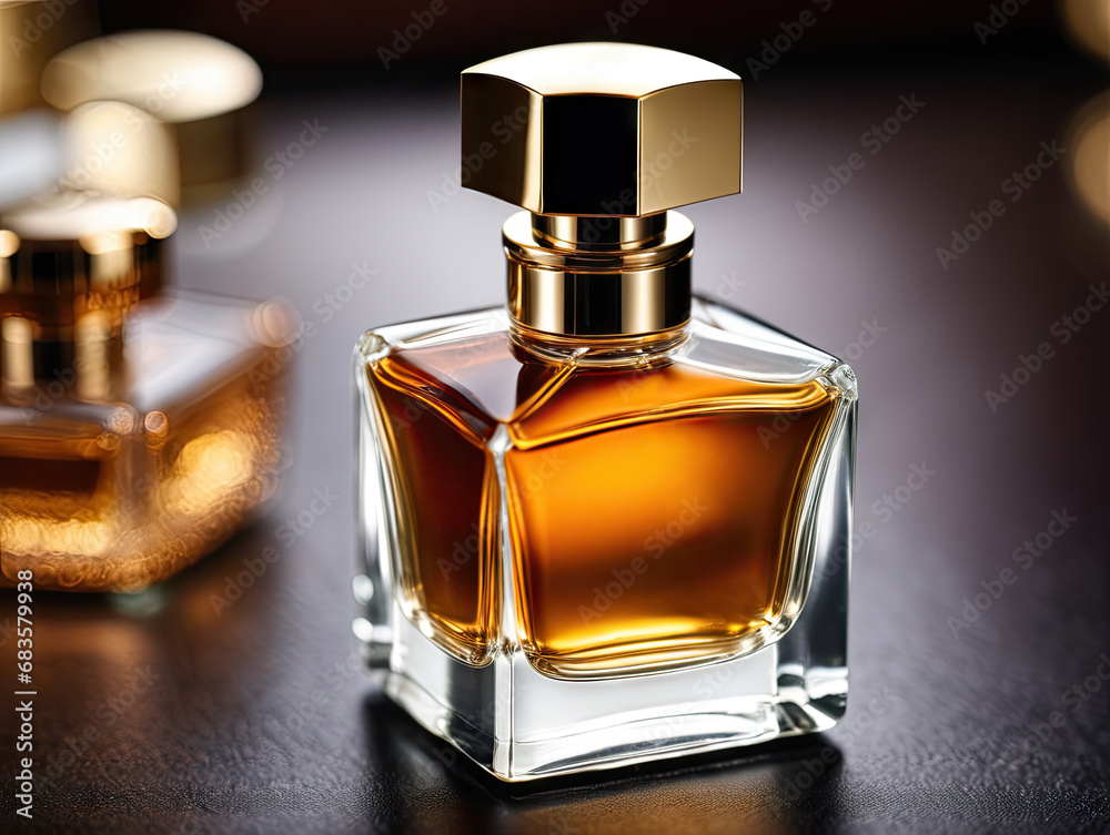 Parfume bottle on table. Parfume bottle on table.