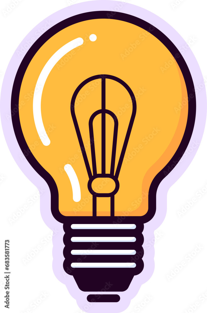 Yellow Light Bulb Isolated Flat Illustration. Perfect for different cards, textile, web sites, apps Yellow Light Bulb Isolated Flat Illustration. Perfect for different cards, textile, web sites, apps