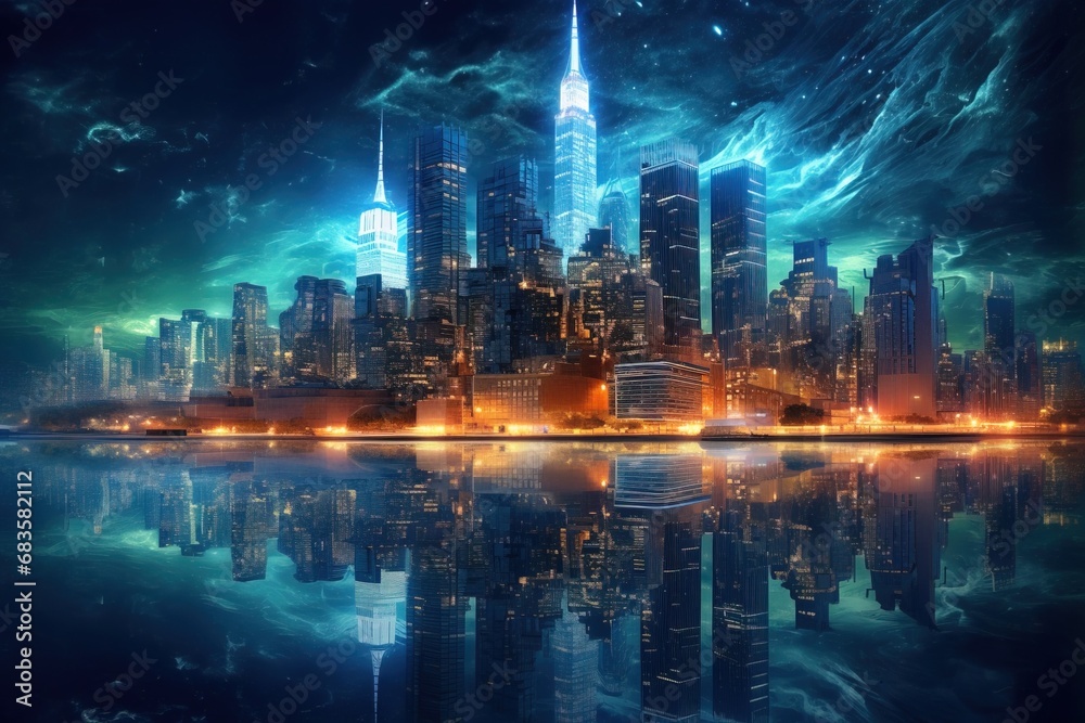 Futuristic Glowing Smart City Utopia using generative AI 
