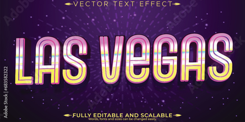Las Vegas text effect, editable casino and glamorous customizable font style