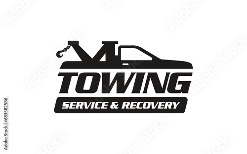 Illustration vector graphic of towing truck service logo design suitable for the automotive company