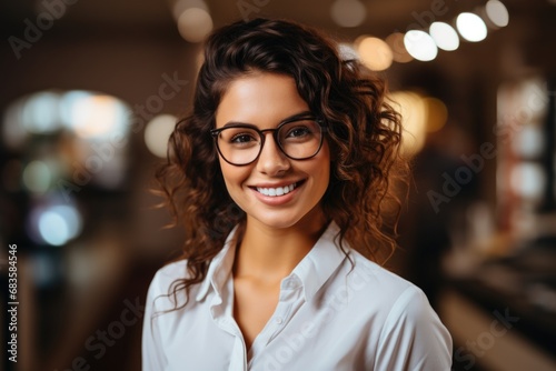 Smiling woman pharmacist or Chemist Writing On Clipboard While standing in interior of pharmacy