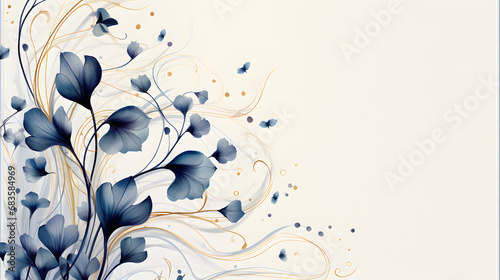 Abstract Navy color floral background. VIP Invitation and celebration card.