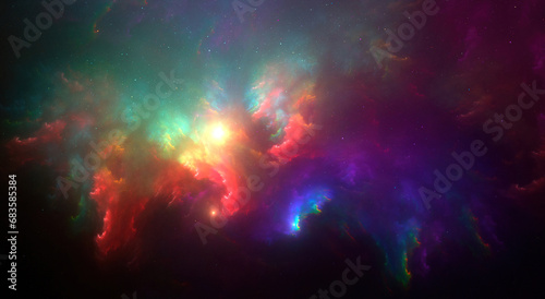 Fotografia Multicolored nebula, a cosmic masterpiece of space's enchanting beauty