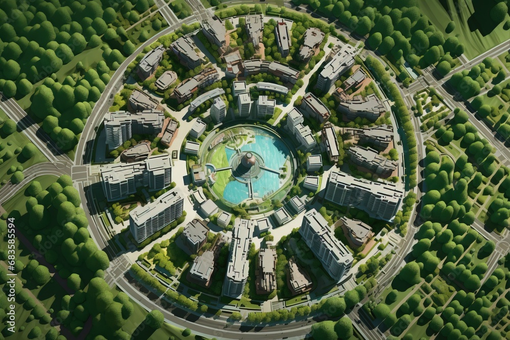 Aerial Masterplan of Green and Sustainable City using generative AI 