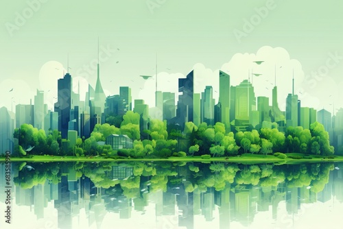 2D of Green and Sustainable Green City Background using generative AI 