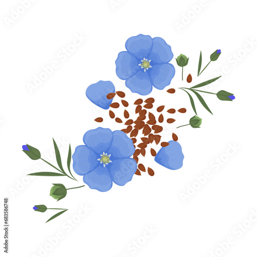 logo Illustration vector flax seeds Healthy food